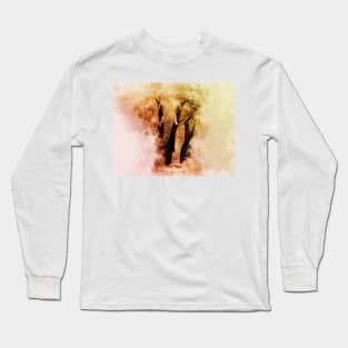 Powerful African Elephant - Watercolor Long Sleeve T-Shirt